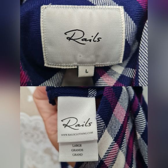 Rails Jordyn Button Down Sleeveless Long Top Shirt Navy White Orc Women's Size L - Picture 13 of 16